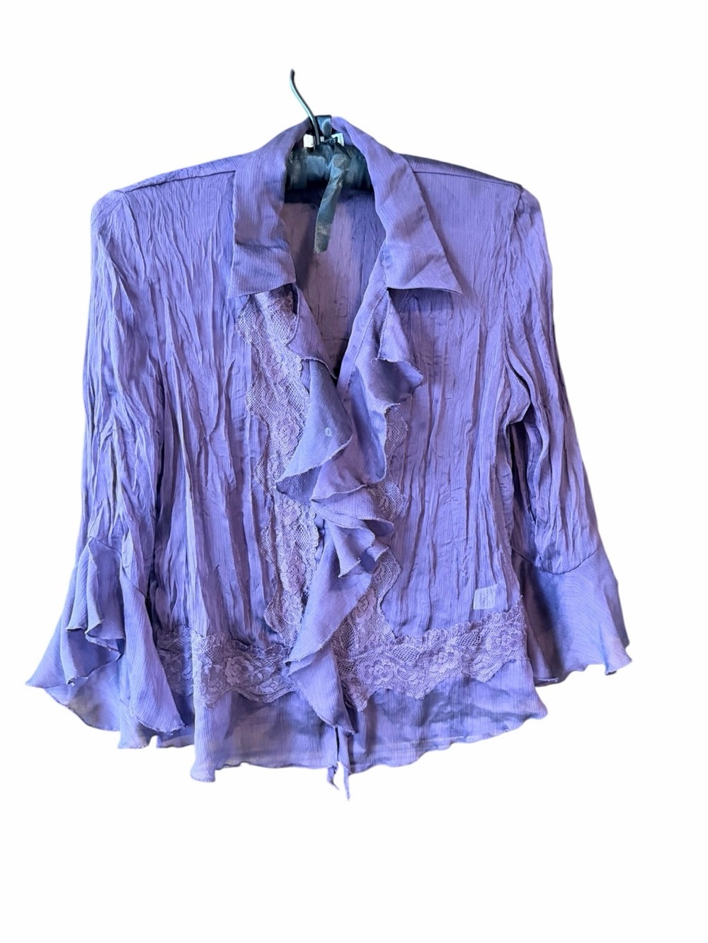 Jaipur Purple Ruffle Front Lace Blouse